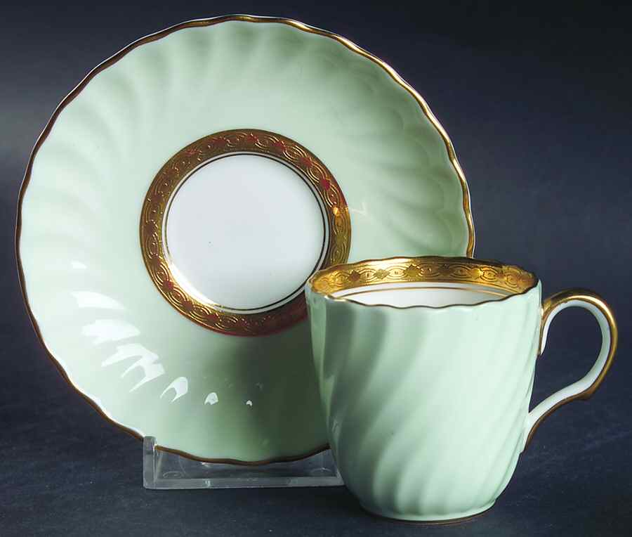 Somerset Green Flat Demitasse Cup & Saucer Set by Minton-1
