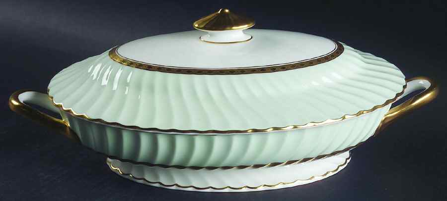 Somerset Green Oval Covered Vegetable by Minton-1