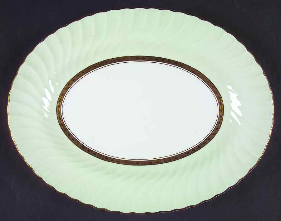 Somerset Green 12" Oval Serving Platter by Minton-1