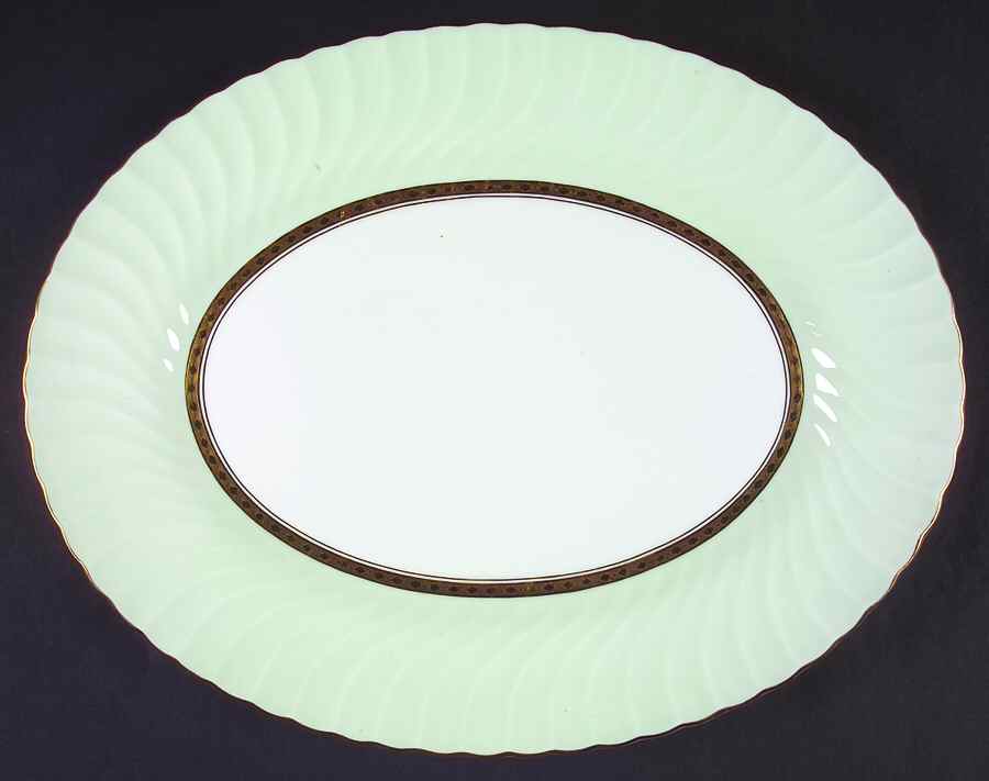 Somerset Green 15" Oval Serving Platter by Minton-1