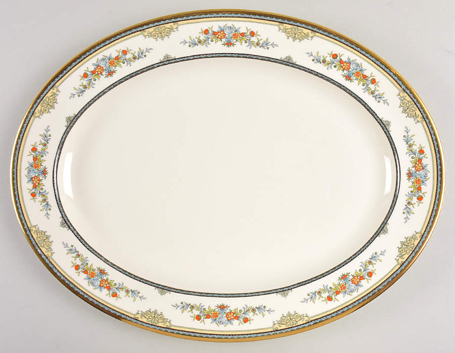 Stanwood (Gold Trim) 16" Oval Serving Platter by Minton-1