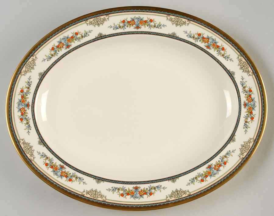 Stanwood (Gold Trim) 13" Oval Serving Platter by Minton-1