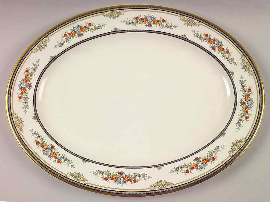 Stanwood (Gold Trim) 16" Oval Serving Platter by Minton-1
