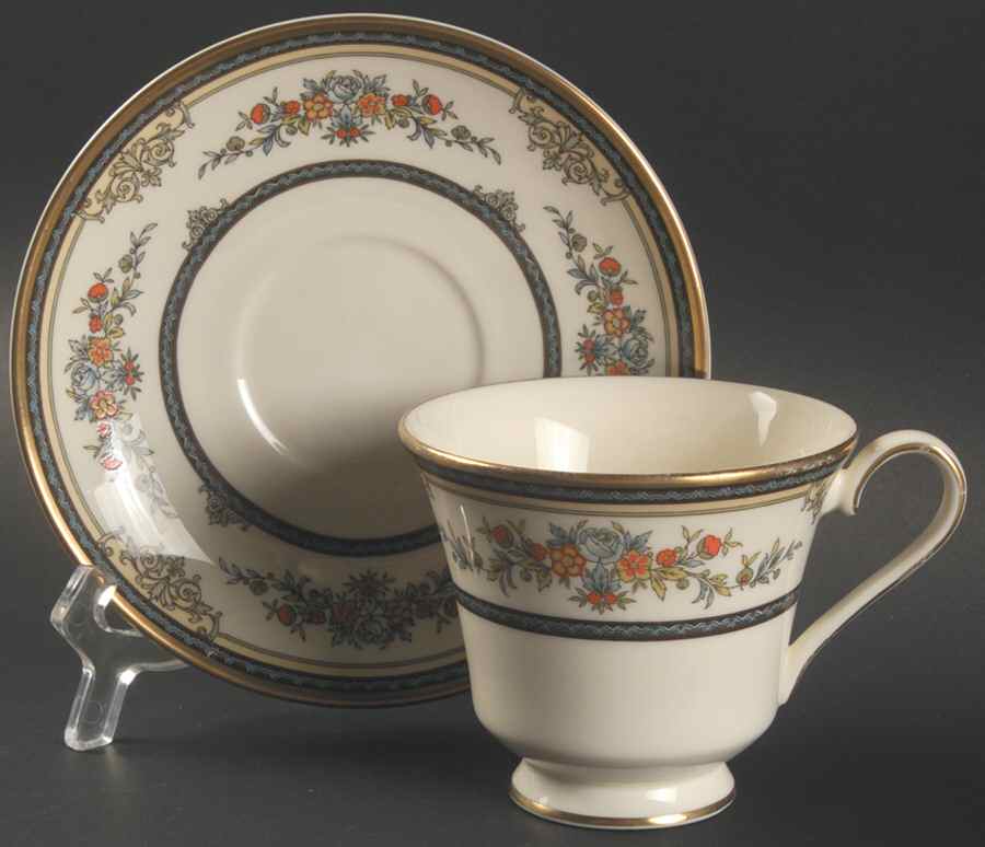 Stanwood (Gold Trim) Footed Cup & Saucer Set by Minton-1