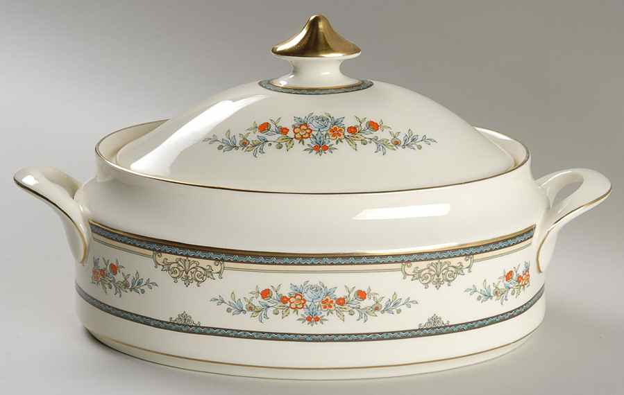 Stanwood (Gold Trim) Oval Covered Vegetable by Minton-1
