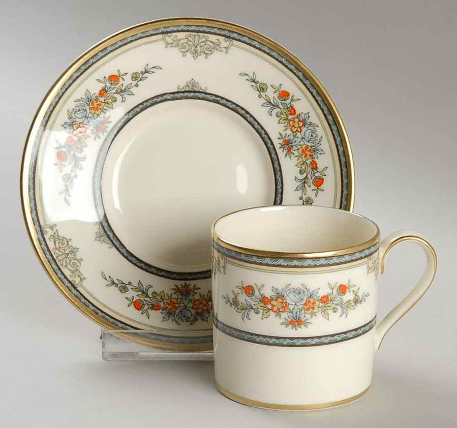 Stanwood (Gold Trim) Flat Demitasse Cup & Saucer Set by Minton-1