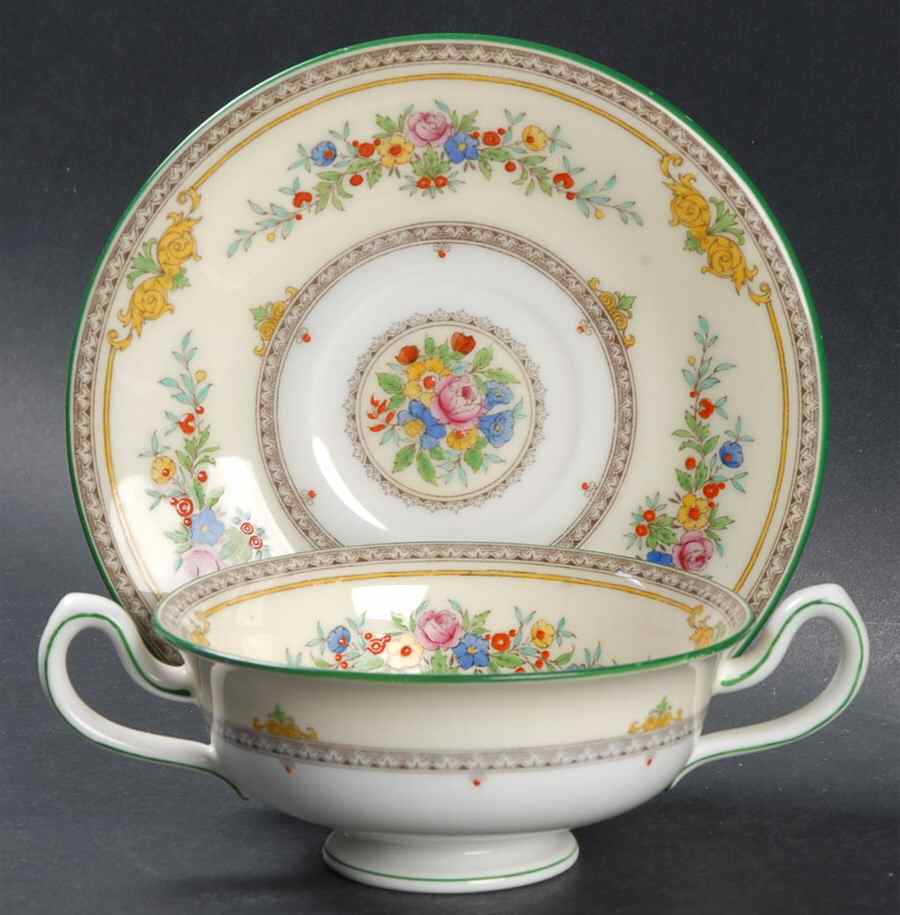 Stanwood Footed Cream Soup Bowl & Saucer Set by Minton-1