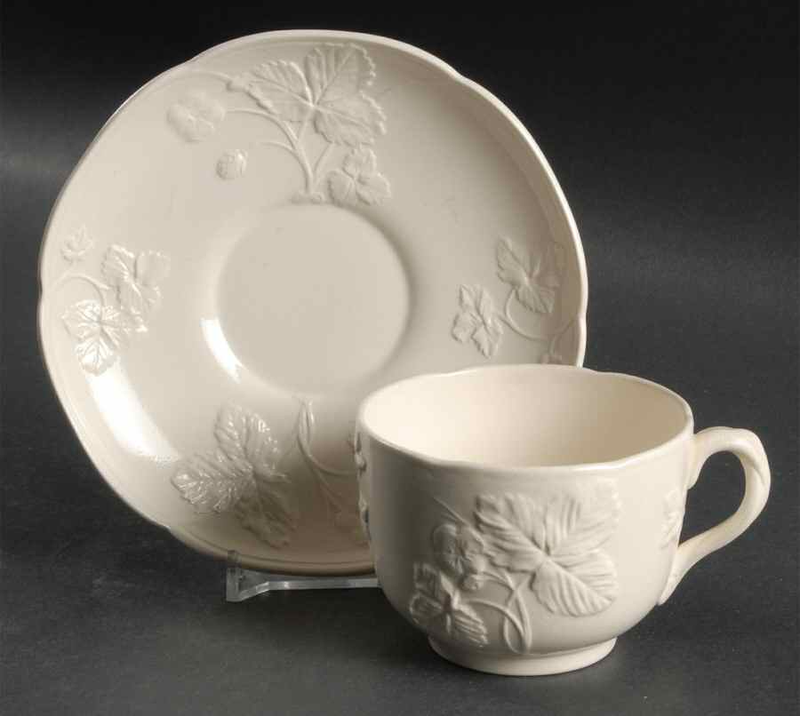 Strawberry Embossed Flat Cup & Saucer Set by Minton-1