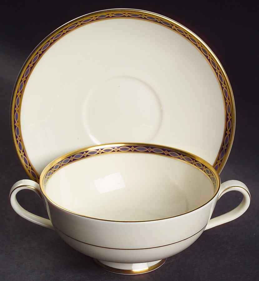 St. James Footed Cream Soup Bowl & Cup Saucer Set by Minton-1