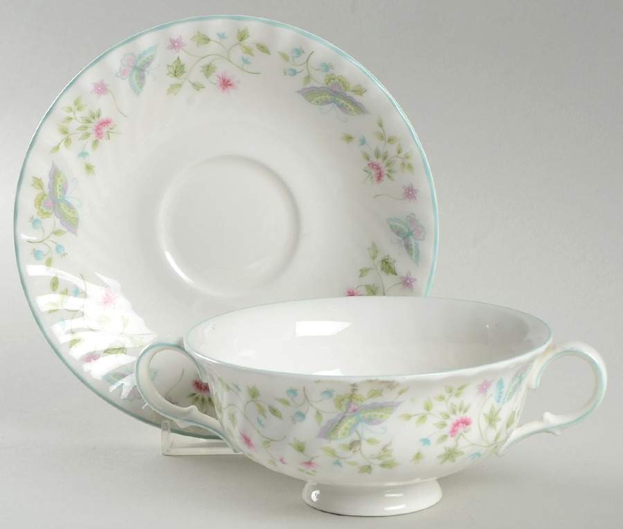 Summer Days Footed Cream Soup Bowl & Saucer Set by Minton-1