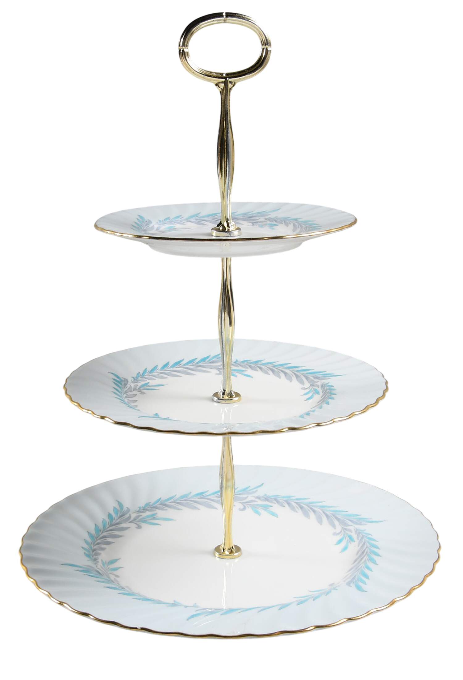 Symphony Blue 13 7/8"-14 1/4" 3-Tiered Serving Tray(DP,SP,BB) HC by Minton-1
