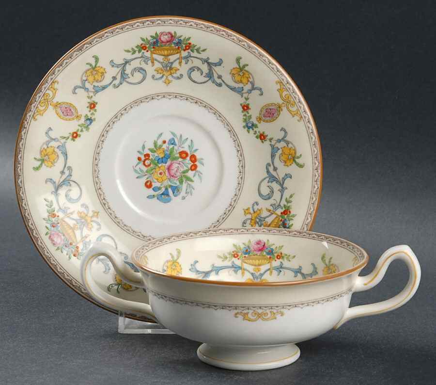 Talbot Footed Cream Soup Bowl & Saucer Set by Minton-1