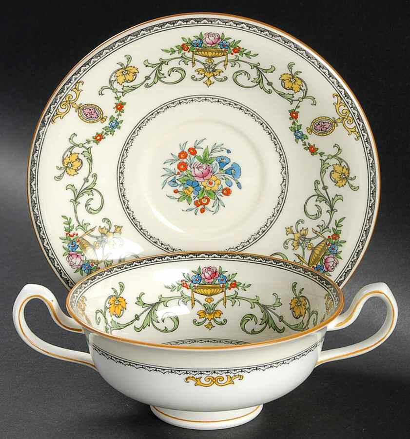 Talbot Footed Cream Soup Bowl & Saucer Set by Minton-1