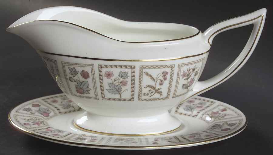 Tapestry (Gold Trim) Gravy Boat & Underplate by Minton-1