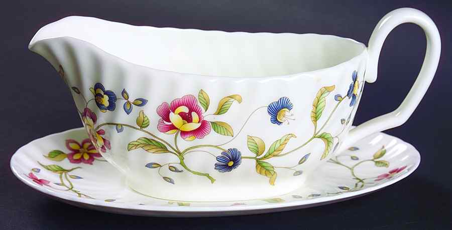 Tapestry (Newer, No Trim, S770) Gravy Boat & Underplate by Minton-1