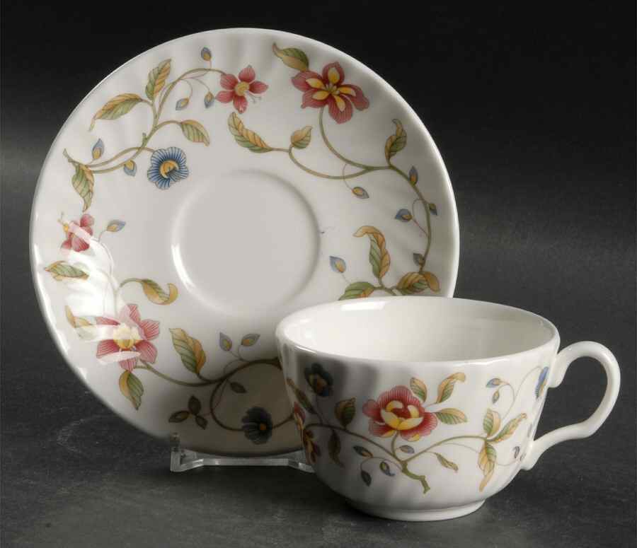 Tapestry (Newer, No Trim, S770) Flat Cup & Saucer Set by Minton-1