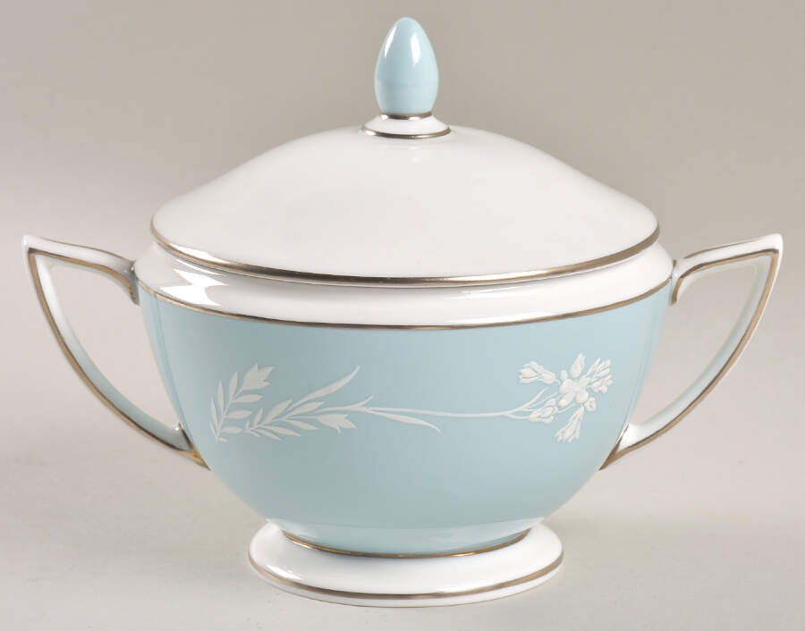 Turquoise Cameo Sugar Bowl & Lid by Minton-1