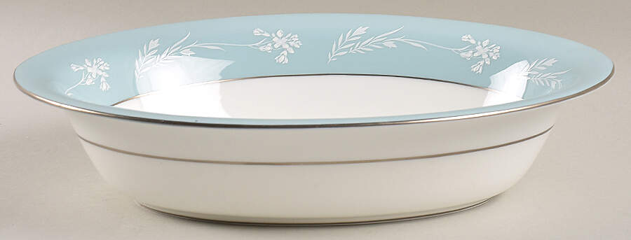 Turquoise Cameo 10" Oval Vegetable Bowl by Minton-1