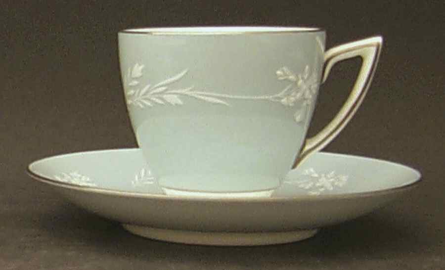 Turquoise Cameo Footed Demitasse Cup & Saucer Set by Minton-1