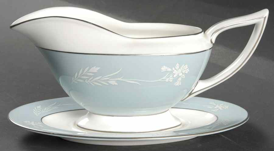 Turquoise Cameo Gravy Boat & Underplate by Minton-1