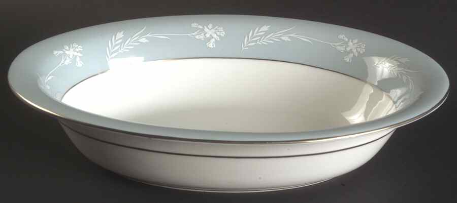 Turquoise Cameo 10" Oval Vegetable Bowl by Minton-1