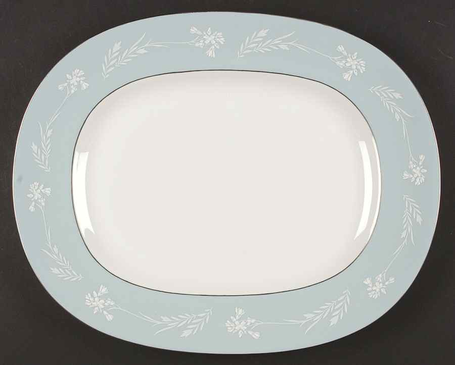 Turquoise Cameo 14" Oval Serving Platter by Minton-1