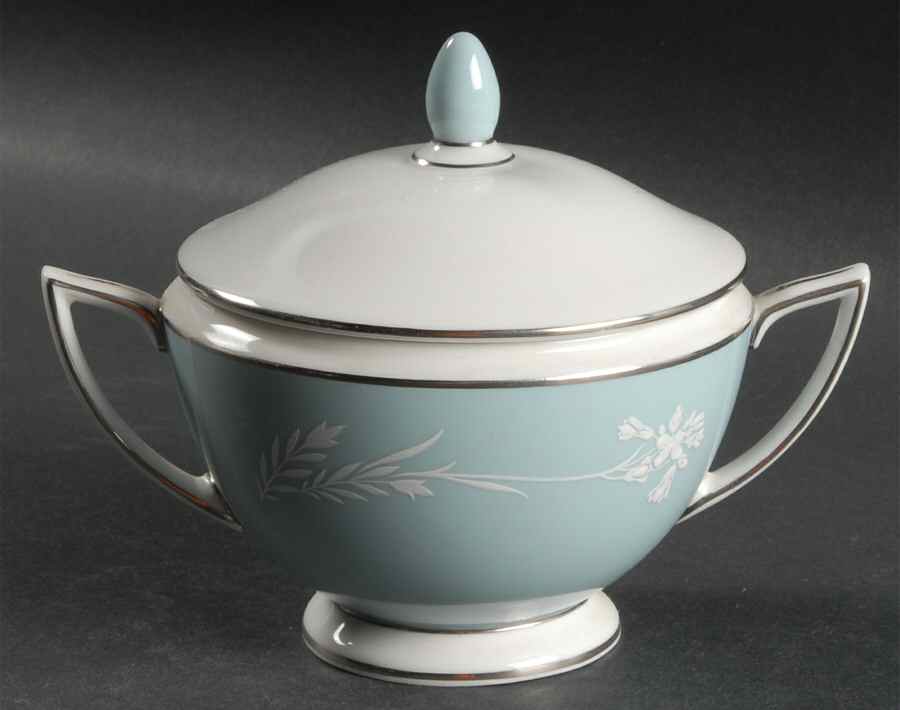 Turquoise Cameo Sugar Bowl & Lid by Minton-1