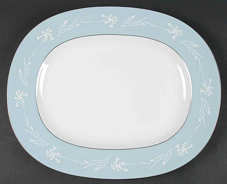 Turquoise Cameo 13" Oval Serving Platter by Minton-1