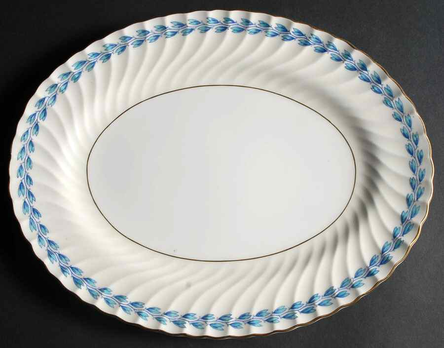 Turquoise Wreath 12" Oval Serving Platter by Minton-1
