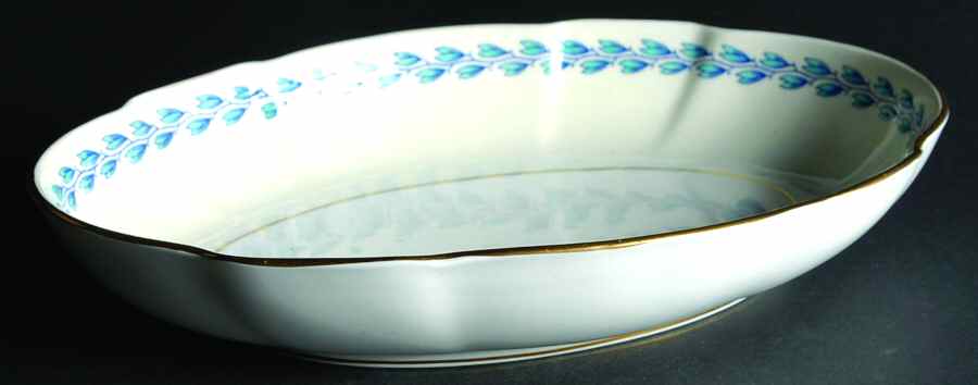 Turquoise Wreath 10" Oval Vegetable Bowl by Minton-1