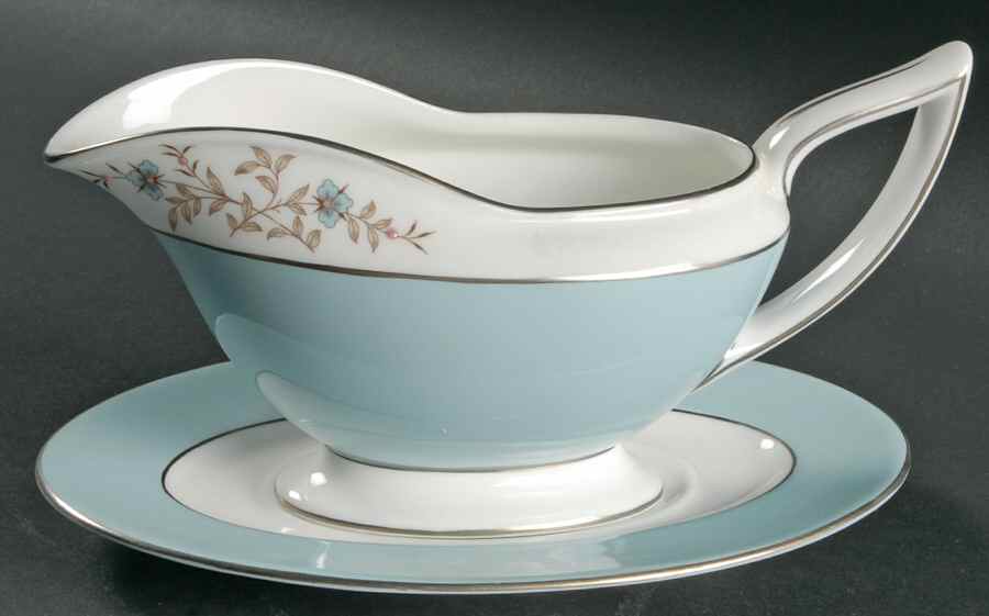 Twilight Turquoise Gravy Boat & Underplate by Minton-1