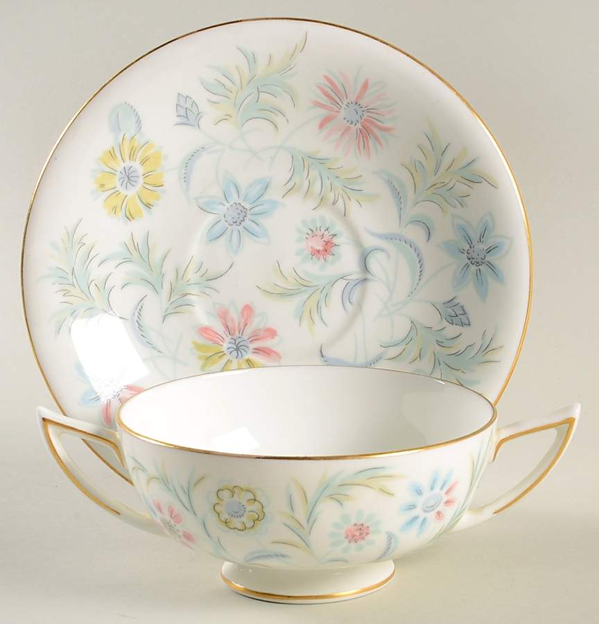 Vanessa Footed Cream Soup Bowl & Saucer Set by Minton-1