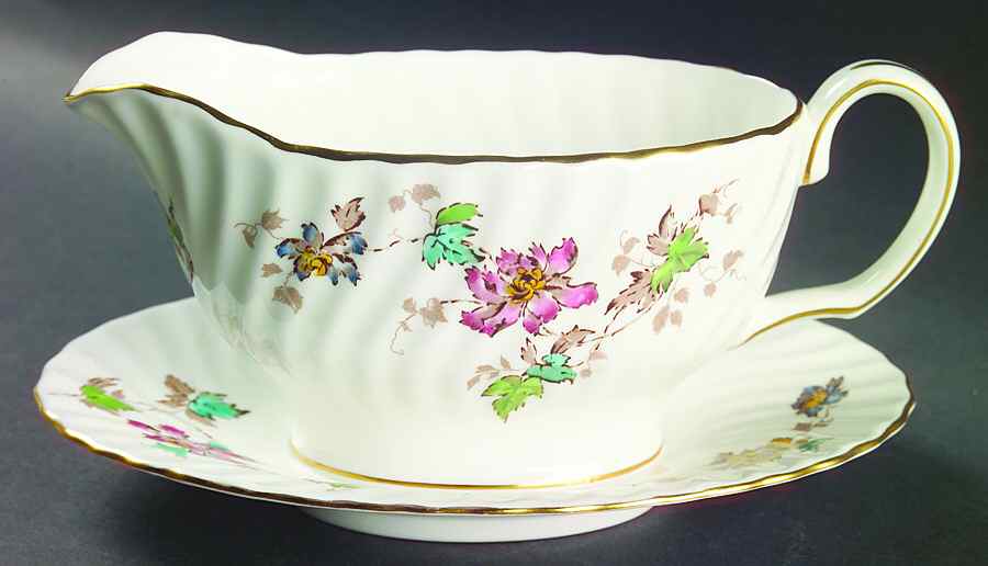 Vermont Gravy Boat with Attached Underplate by Minton-1