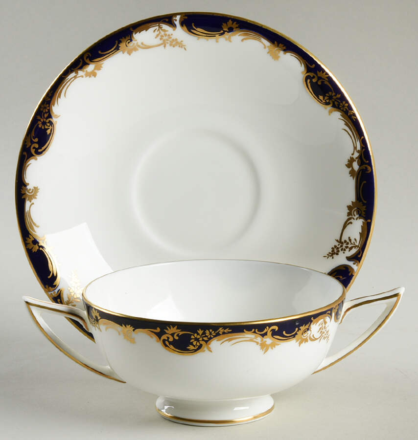 Versailles Footed Cream Soup Bowl & Saucer Set by Minton-1