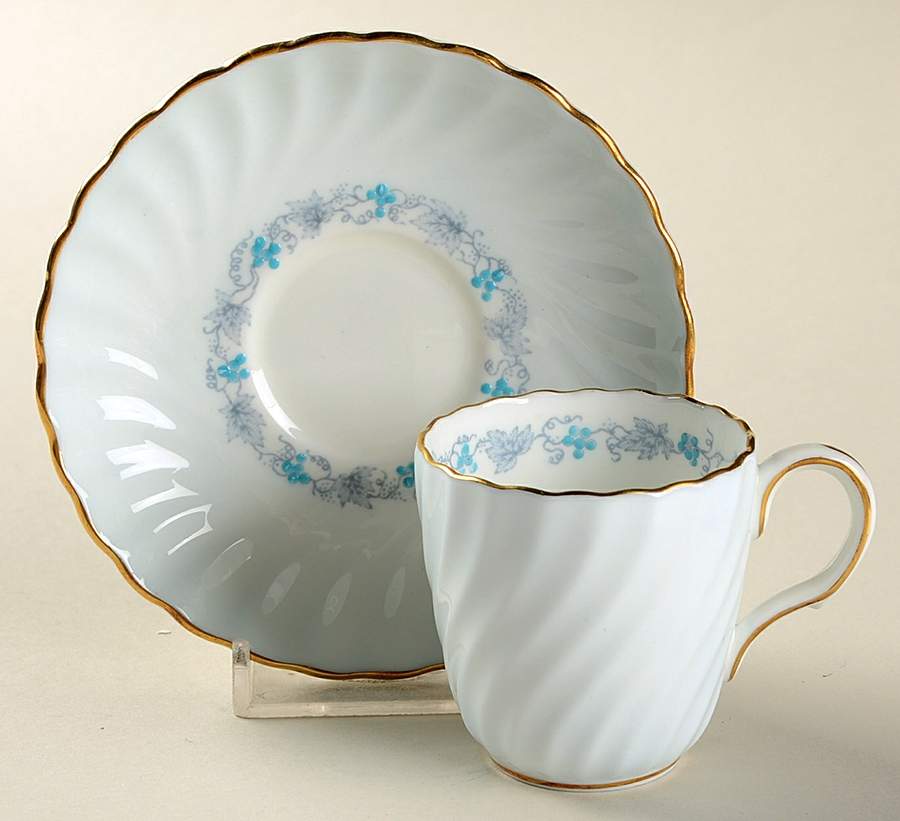 Vineyard Blue Flat Demitasse Cup & Saucer Set by Minton-1