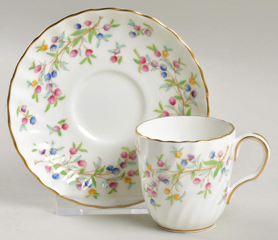 Virginia Flat Demitasse Cup & Saucer Set by Minton-1