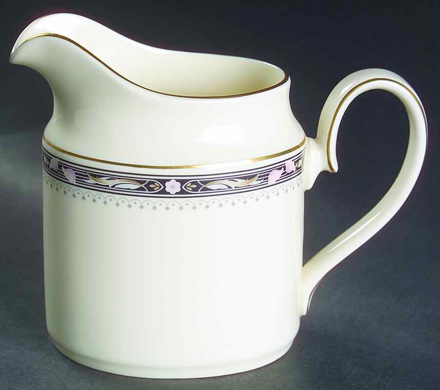 Warwick (Black Border, Pink Flowers) Creamer by Minton-1