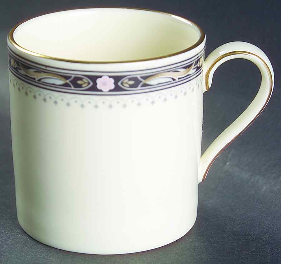 Warwick (Black Border, Pink Flowers) Flat Demitasse Cup by Minton-1