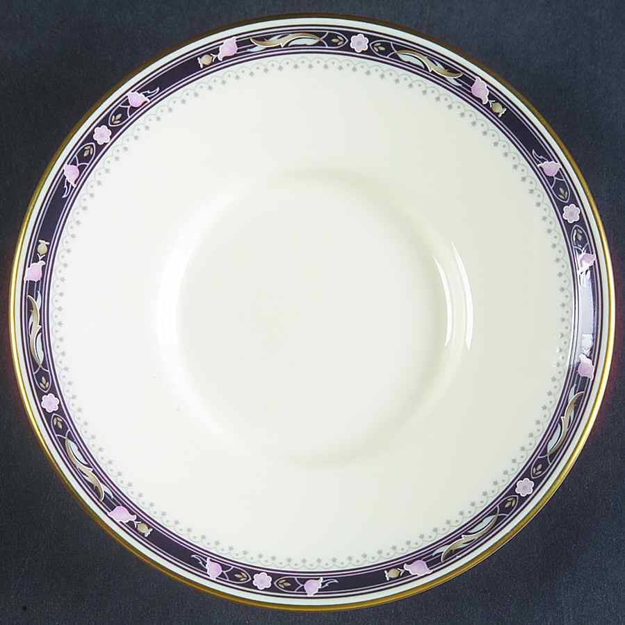 Warwick (Black Border, Pink Flowers) Saucer for Demitasse Cup by Minton-1