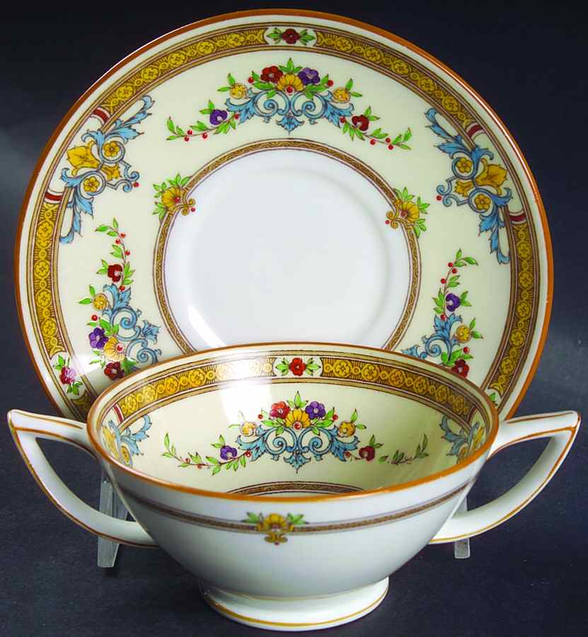 Warwick Footed Bouillon Cup & Saucer by Minton-1