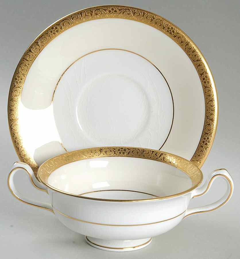 Westminster Footed Cream Soup Bowl & Saucer Set by Minton-1