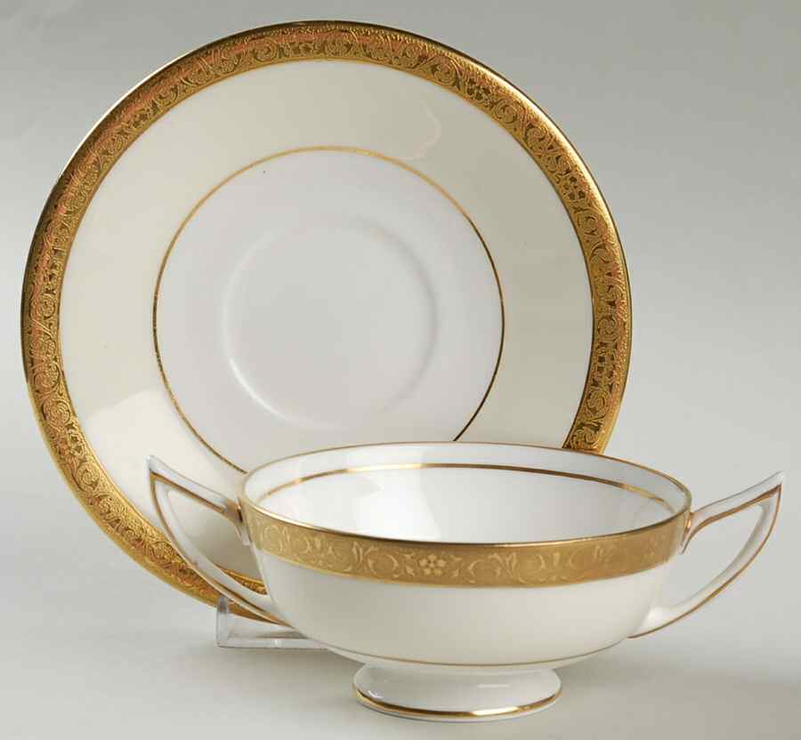 Westminster Footed Cream Soup Bowl & Saucer Set by Minton-1