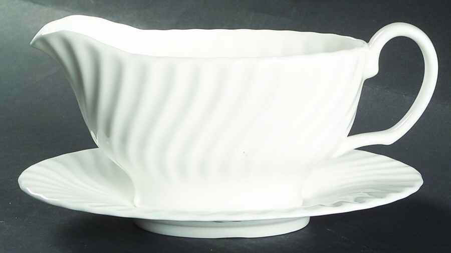 White Fife Gravy Boat & Underplate by Minton-1