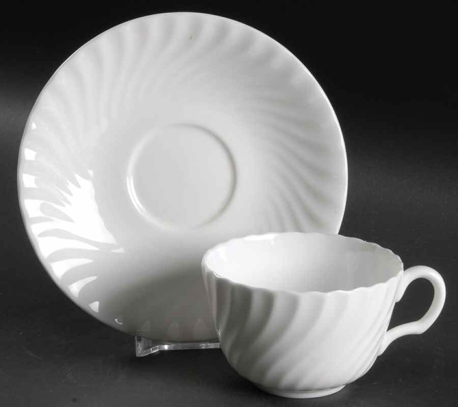 White Fife Flat Cup & Saucer Set by Minton-1