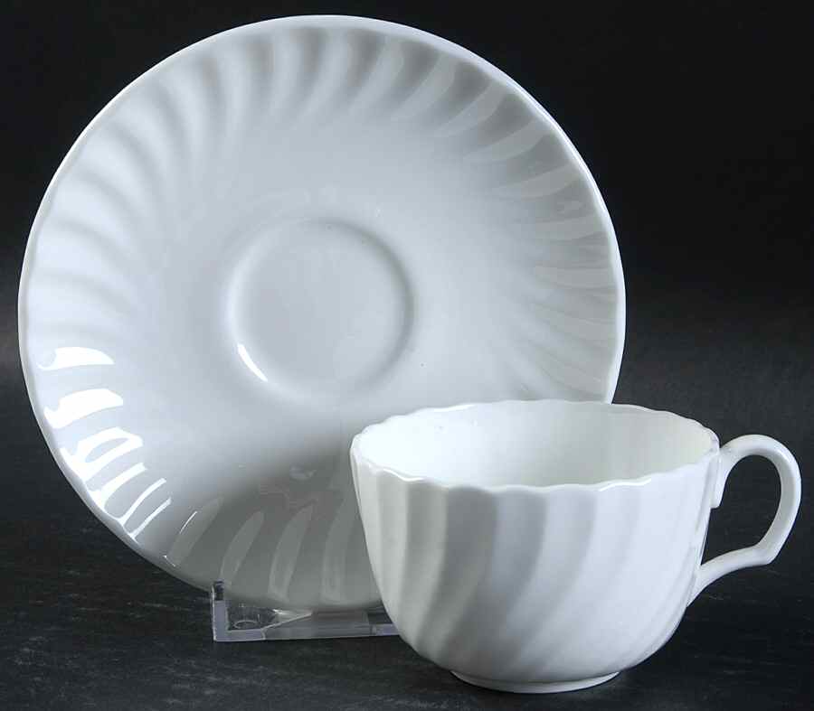 White Fife Flat Demitasse Cup & Saucer Set by Minton-1