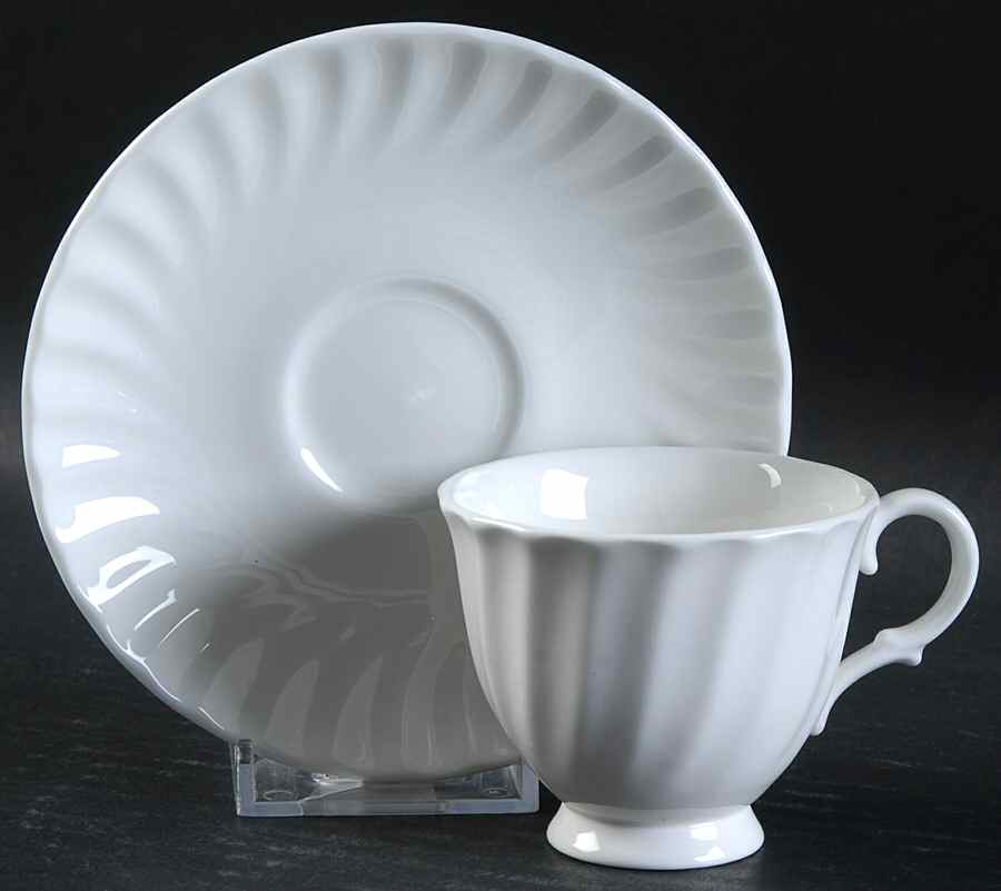 White Fife Footed Demitasse Cup & Saucer Set by Minton-1