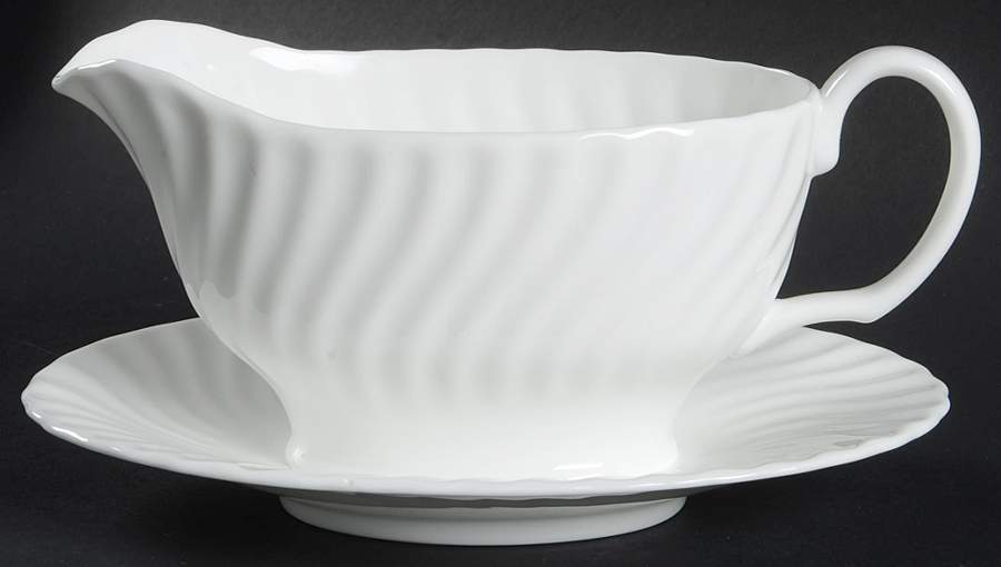 White Fife Gravy Boat with Attached Underplate by Minton-1