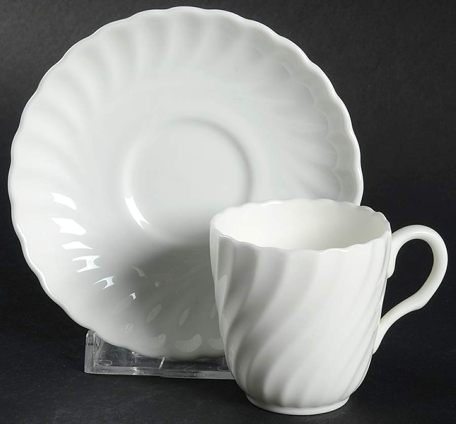 White Fife Flat Demitasse Cup & Saucer Set by Minton-1