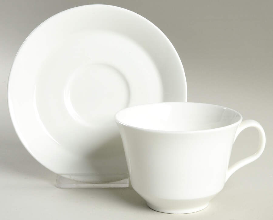 White Monarch Flat Cup & Saucer Set by Minton-1