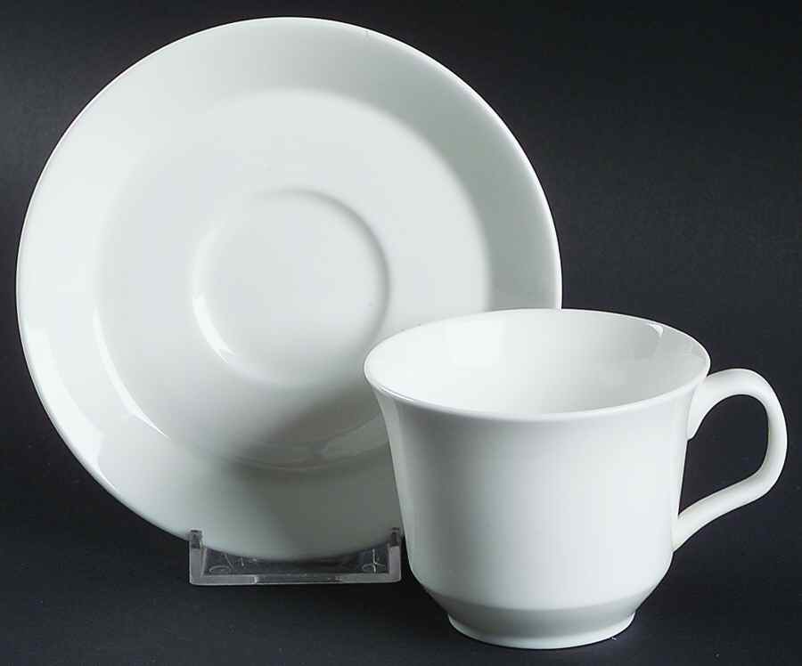 White Monarch Flat Demitasse Cup & Saucer Set by Minton-1